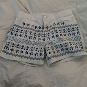 White and Blue Jean Shorts